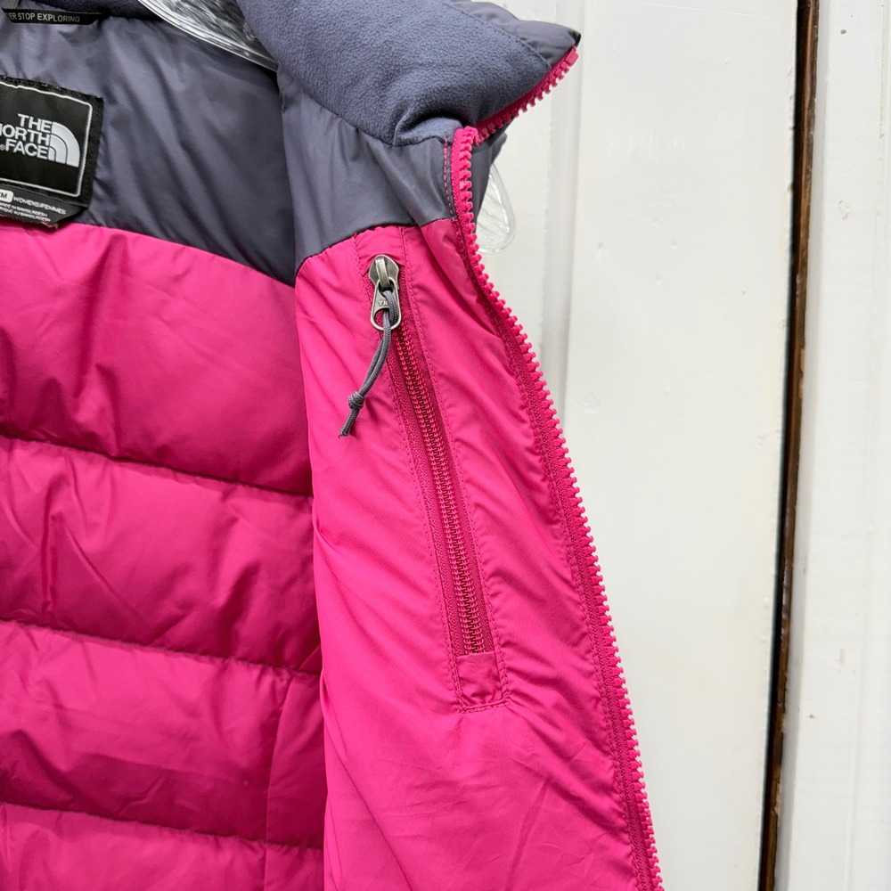The North Face Womens 700 Fill Down Puffer Vest Grey Pink Medium Nuptse - Picture 6 of 10